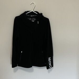 Calvin Klein Black Hooded Zip Jacket with Logo Cuff